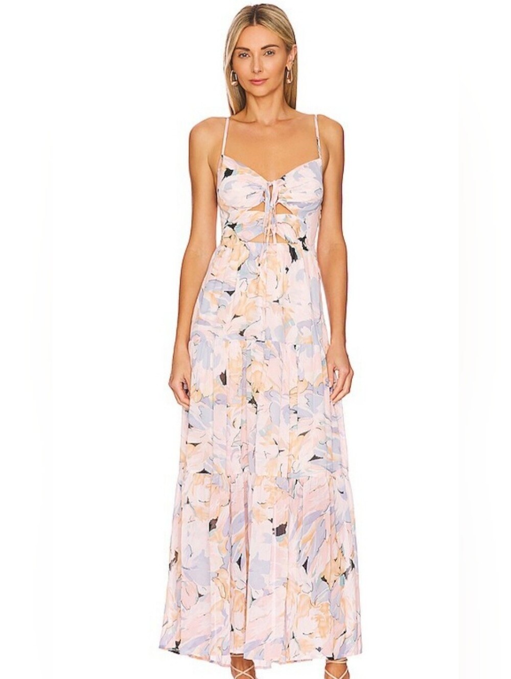 ASTR The Label BRANDY Floral Cinched Front Cutout Maxi Dress. Size XSmall - Picture 1 of 12